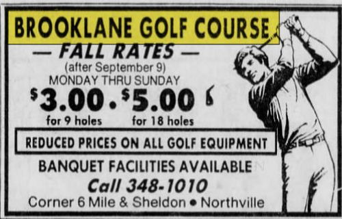 Brooklane Golf Course - Sep 7 1979 Ad